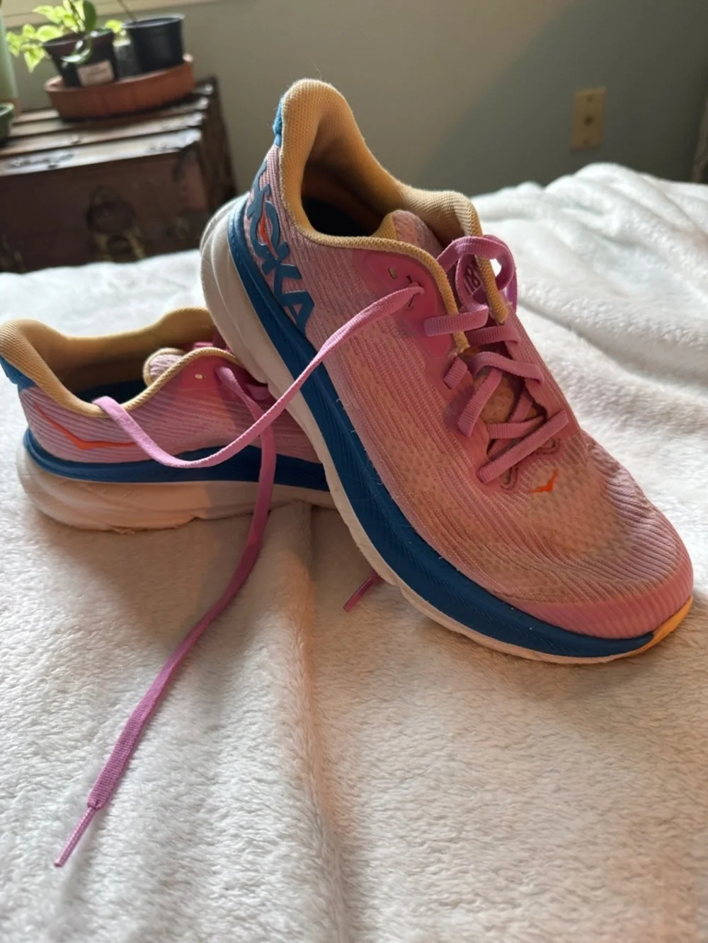 Hoka Women's Pink, Blue and Yellow Running Sneakers - Picture 1 of 5
